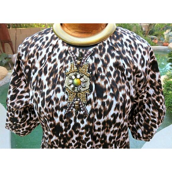 NWOT Vintage SoCal by St. John Leopard Animal Print Knit Jacket Dress Tunic Sz P - Picture 6 of 9
